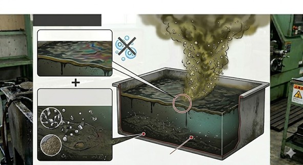 クーラント内の悪臭は、設備にも大きな影響を与えてしまう